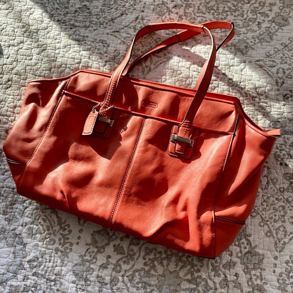 Coral Leather Coach Bag